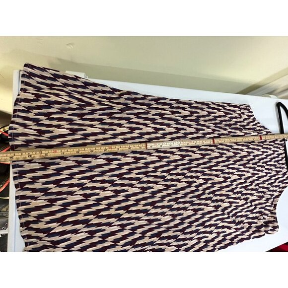 LUSH Women's Red Blue Tan Geometric Sundress Size M wedding summer - Picture 5 of 7